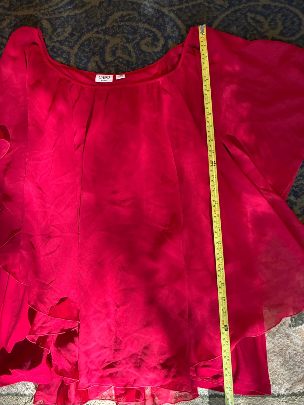 Cato Women's Red Layered Chiffon Top Plus Size - Picture 7 of 7